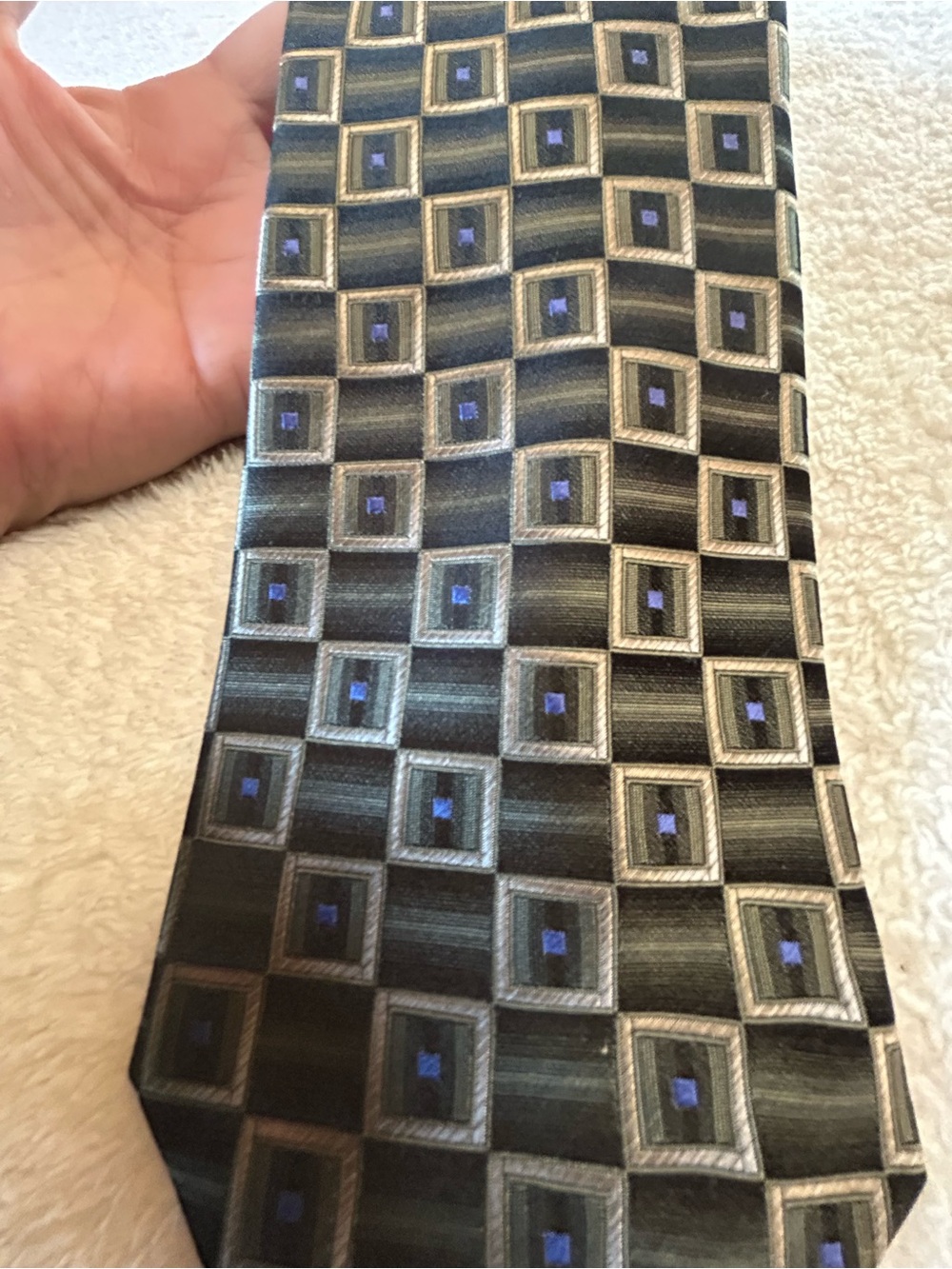 Tall/Long - Grey/Black Necktie with Squares